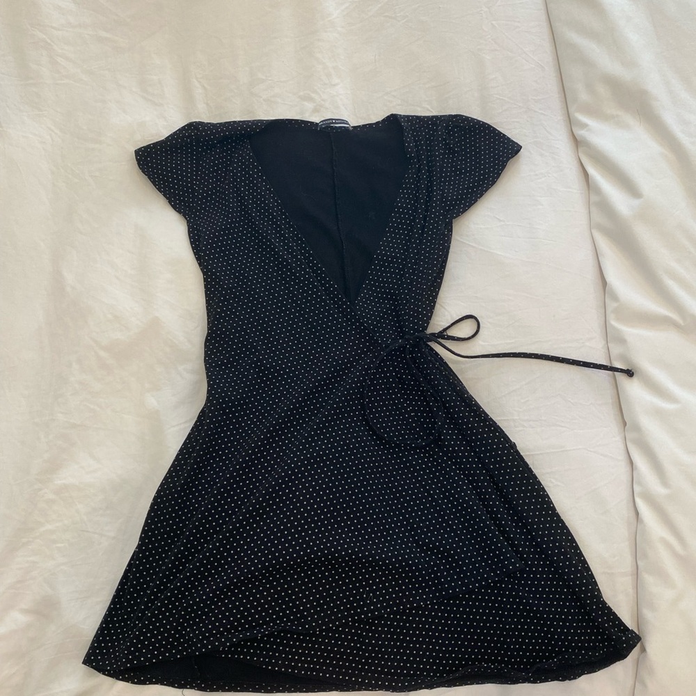 brandy melville black and white polka dot wrap dress